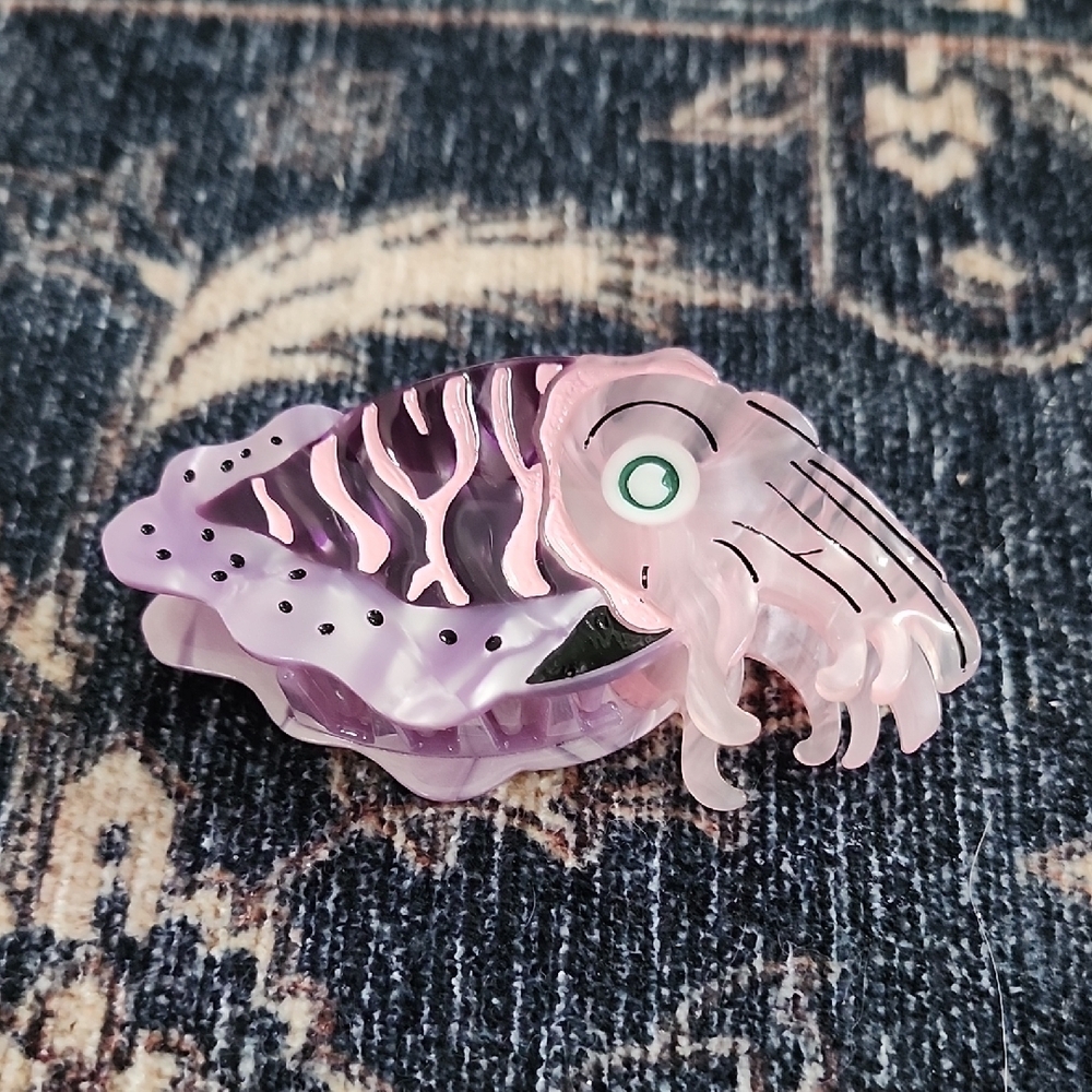 Purple Cuttlefish Hair Clip